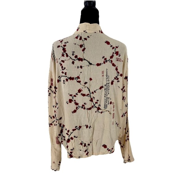 Endless Knot Art Crinkle Jacket Asian Motif Sakura Floral L/XL - Picture 2 of 6